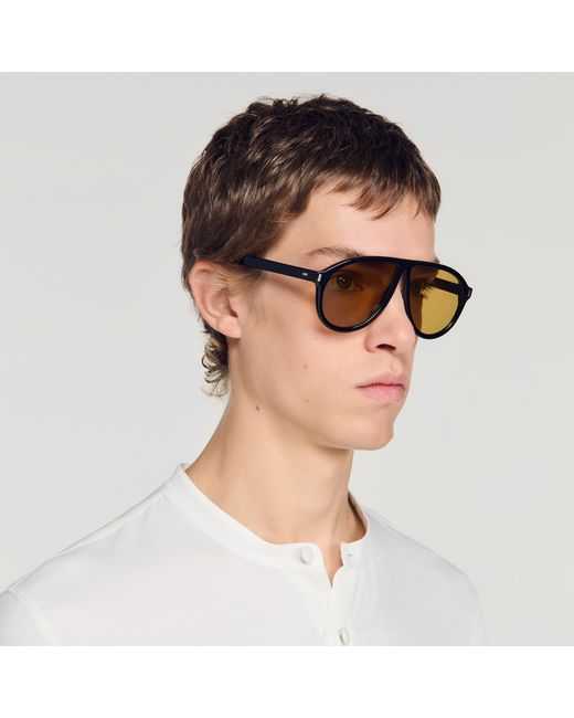 Sandro Black Acetate Sunglasses for men