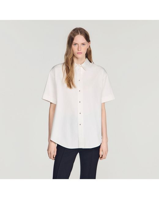 Sandro White Pleated Back Shirt