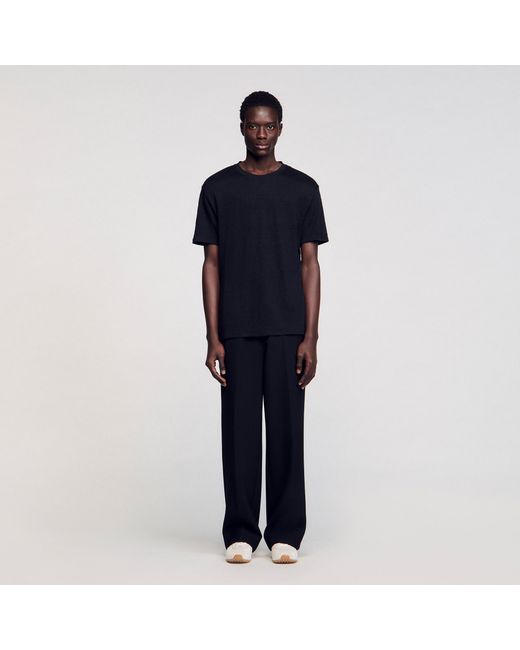 Sandro Blue Certified Linen T-Shirt for men