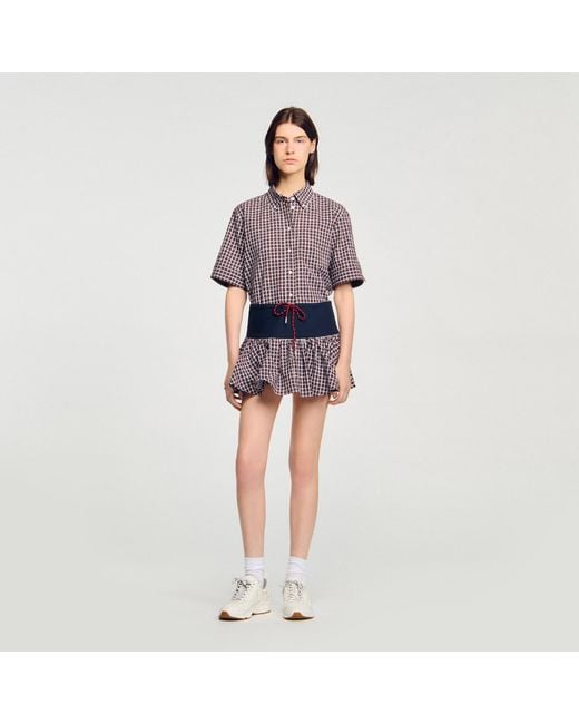 Sandro Blue Checked Skort