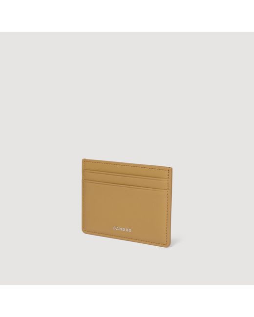Sandro Natural Leather Logo Card Holder for men