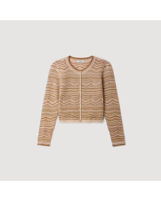 Sandro Natural Decorative Knit Cardigan