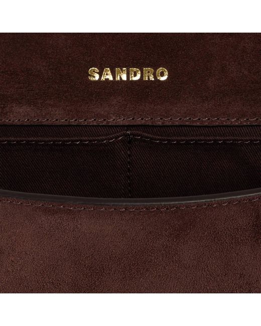 Sandro Brown Le Grand Bazaar Leather & Suede Bag