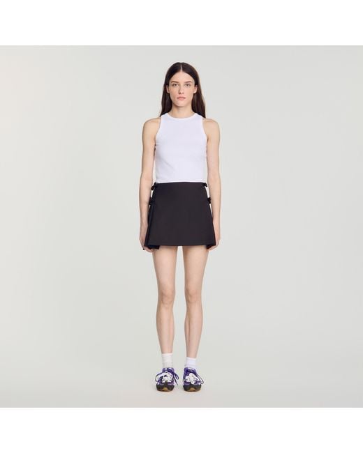 Sandro Blue Mini Pleated Wool Skirt