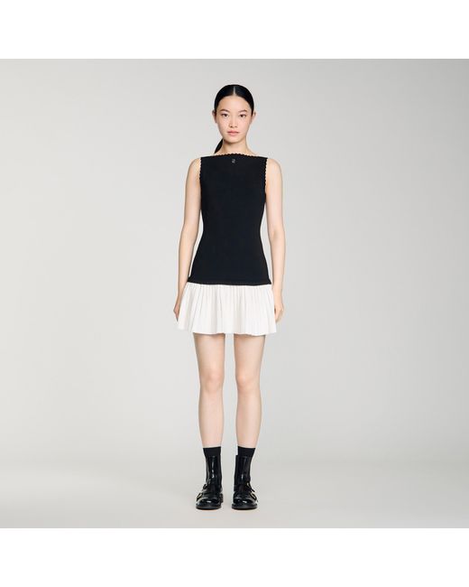 Sandro Black Two-Tone Short Dress