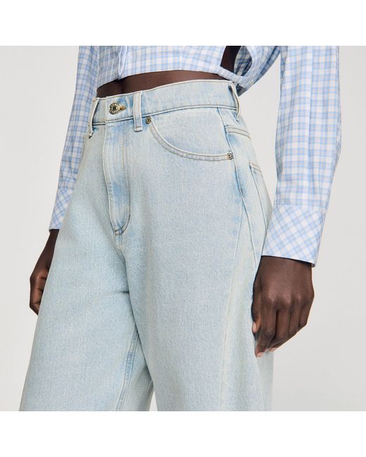 Sandro Blue Faded Barrel Cotton Jeans