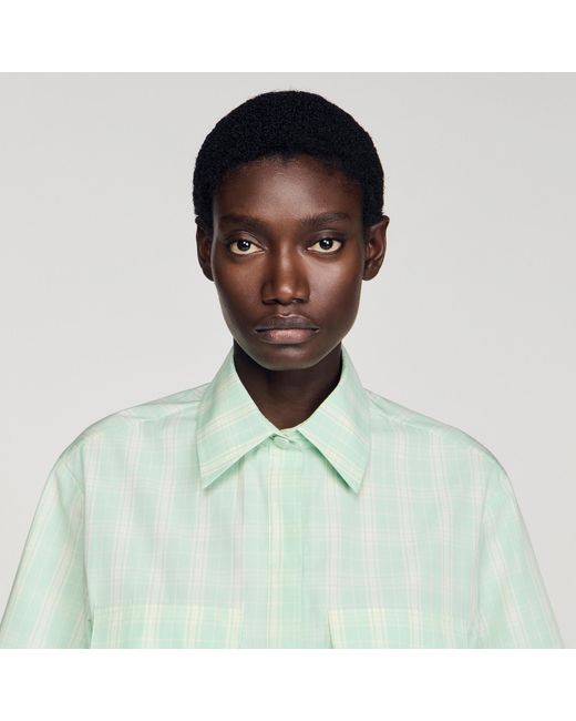 Sandro Green Short Checked Shirt
