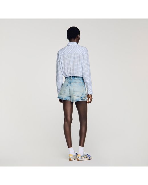 Sandro Blue Short Checked Shirt