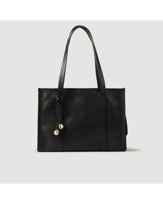 Sandro Black Soft Leather Tote Bag