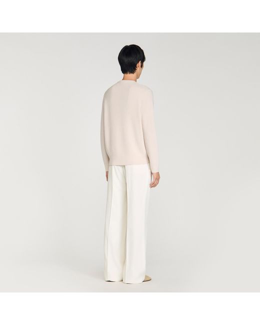 Sandro White Crew-Neck Sweater for men