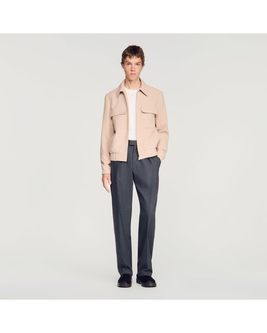 Sandro Blue Waffle-Effect Zip-Up Jacket for men
