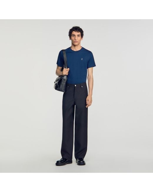 Sandro Blue Straight-Leg 5-Pocket Trousers for men