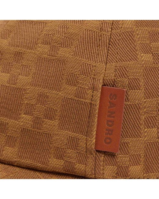 Sandro Brown Denim Cap With Cross Motif for men