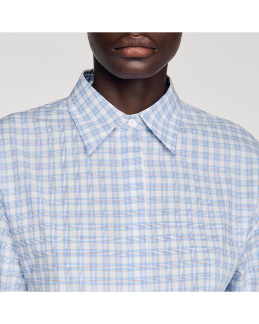 Sandro Blue Short Checked Shirt