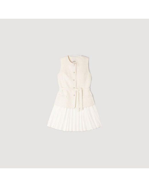 Sandro Natural Two-Material Short Dress