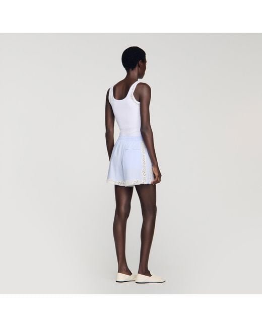 Sandro White Lace Detail Shorts