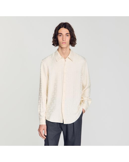 Sandro White Square Cross Loose-Fit Shirt for men