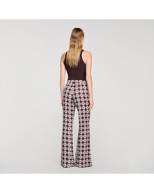 Sandro Red Floral-Print Floaty Trousers