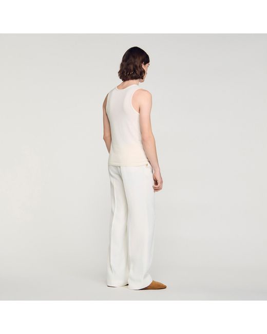 Sandro White Knit Crew Neck Vest Top for men