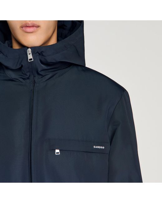 Sandro Blue Nylon Windbreaker for men