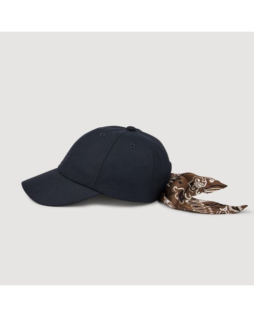 Sandro Blue Cap With Tied Scarf