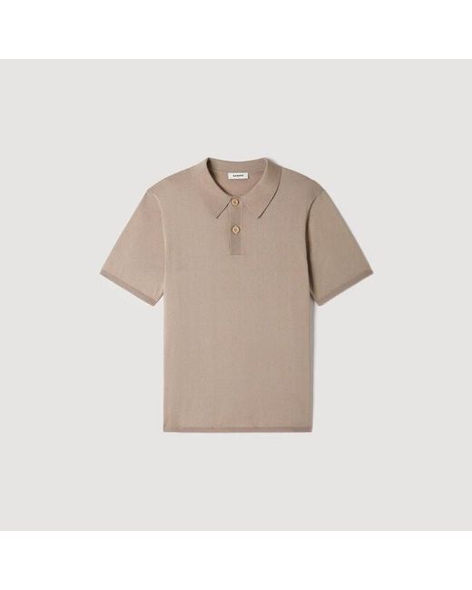 Sandro Blue Short-Sleeve Knitted Polo Shirt for men