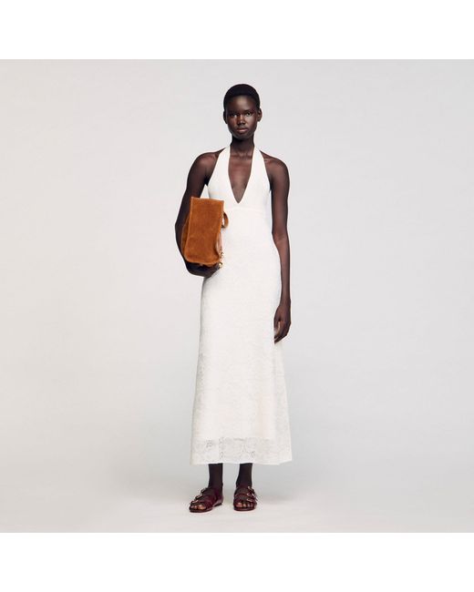 Robe longue en maille Sandro en coloris White