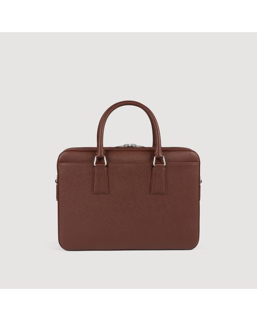 Sandro Brown Reconstituted Leather Briefcase for men