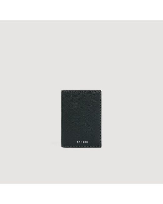 Sandro Black Saffiano Leather Card Holder for men