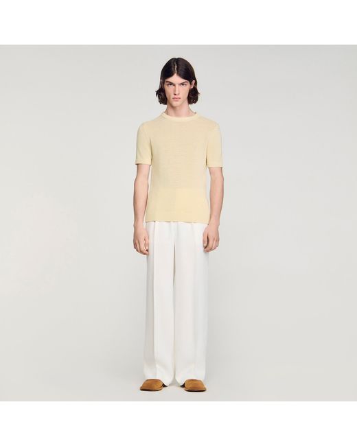 Sandro White Fine Knit T-Shirt for men