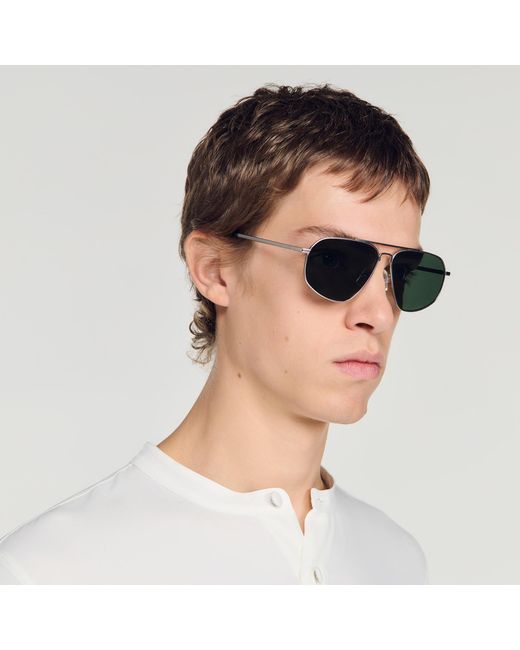 Sandro Green Metal Aviator Sunglasses for men