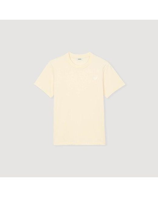 Sandro Black T-Shirt With Heart Patch for men