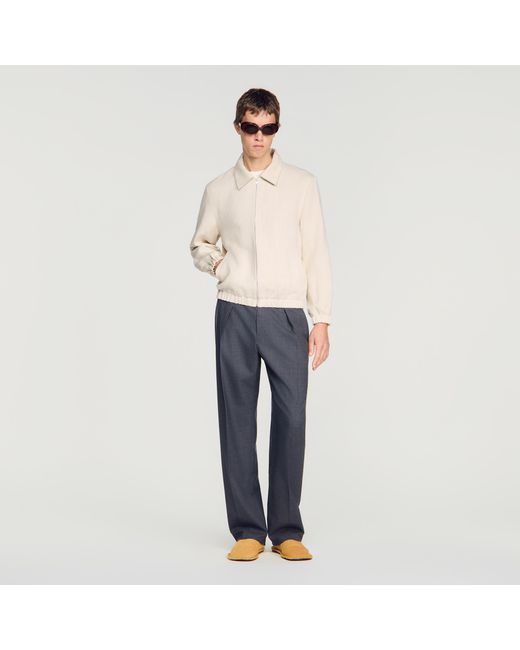 Sandro Blue Cotton Zip-Up Jacket for men