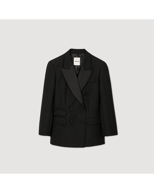 Sandro Blue Tuxedo Jacket With Satin Collar