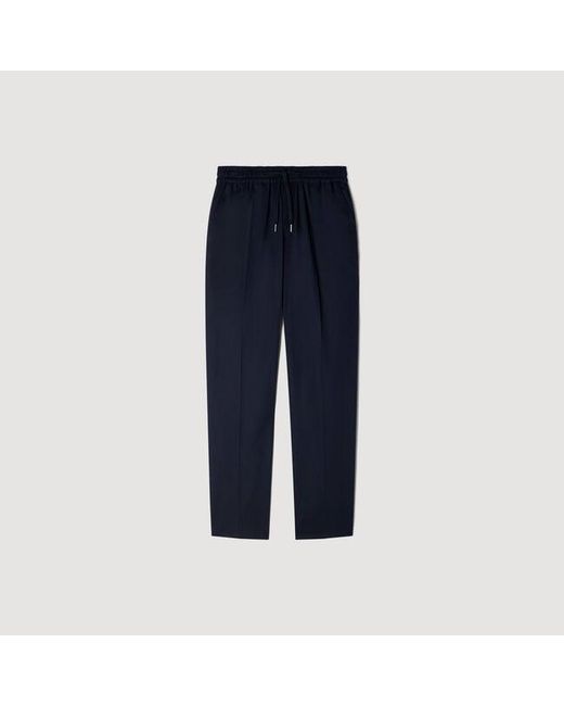 Sandro Blue Elasticated Straight-Leg Trousers for men