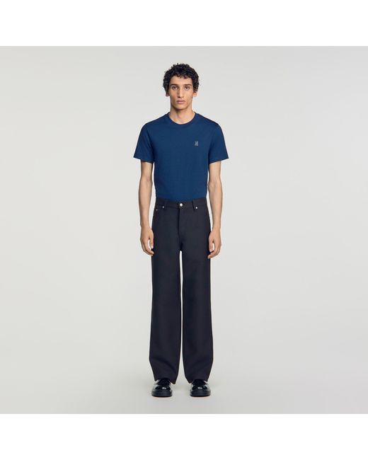 Sandro Blue Straight-Leg 5-Pocket Trousers for men