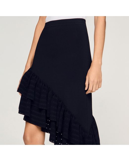 Sandro Blue Asymmetrical Knit Skirt
