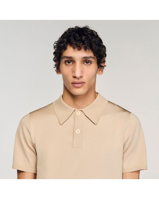 Sandro Multicolor Short-Sleeve Knitted Polo Shirt for men