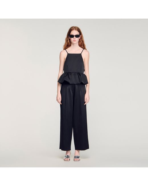 Sandro Blue Ruffled Crop Top