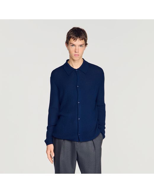 Sandro Blue Rib Knit Shirt for men