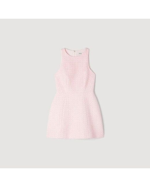Sandro Pink Sequin Tweed Short Dress