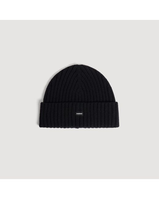 Sandro Black Knit Hat for men