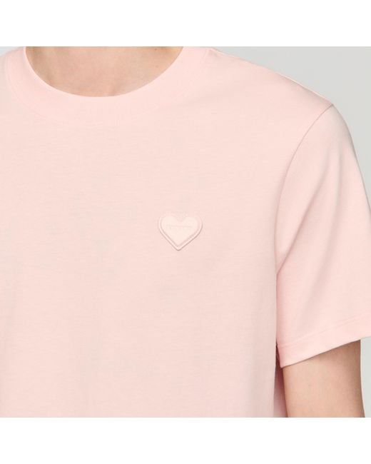 Sandro Pink T-Shirt With Heart Patch for men