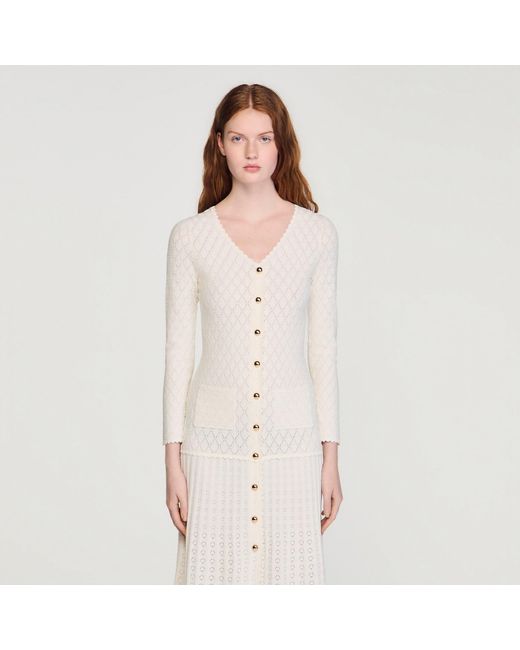 Sandro Natural Fancy Knit Maxi Dress