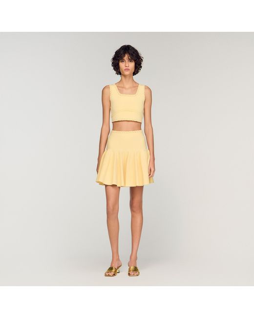 Sandro Metallic Knit Crop Top