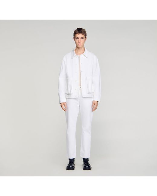 Sandro White Denim Worker Jacket for men