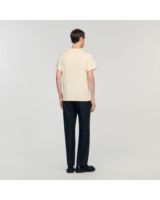 Sandro Black T-Shirt With Heart Patch for men