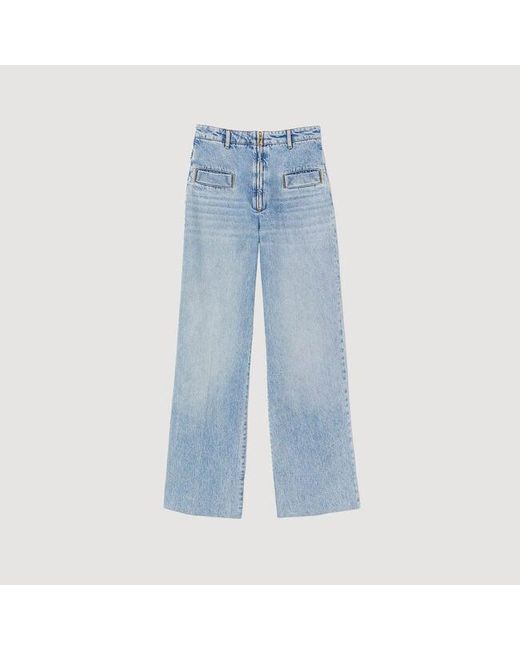 Sandro Blue Wide-Leg Jeans