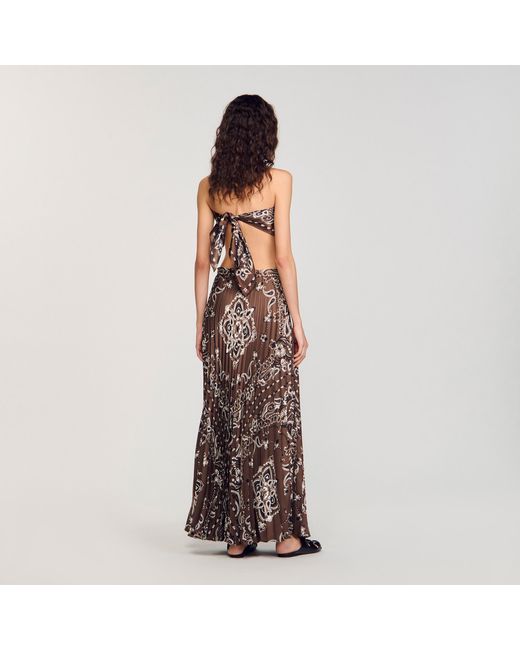 Sandro Multicolor Pleated Maxi Skirt With Bandana Motif