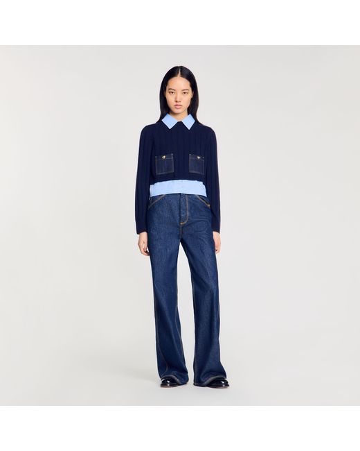 Pull court en laine et cachemire Sandro en coloris Blue
